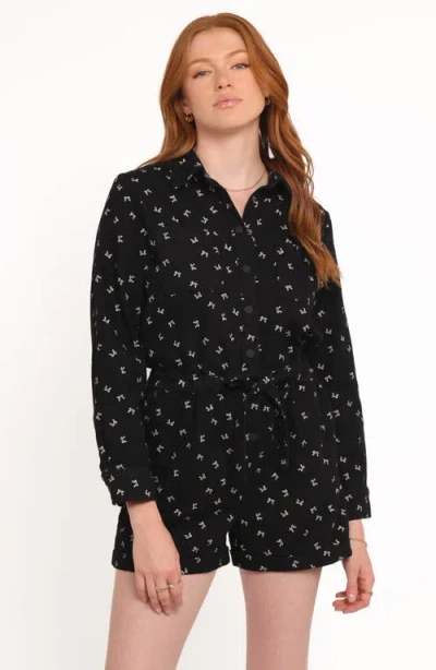 Petal And Pup Petal & Pup Niqui Long Sleeve Romper In Black