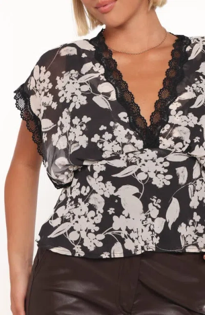 Petal And Pup Petal & Pup Erica Lace Trim Top In Black