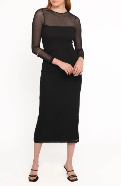 Petal And Pup Petal & Pup Famille Long Sleeve Midi Dress In Black