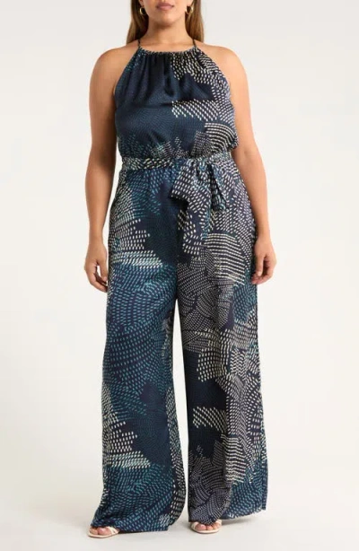 Sugarlips Kirby Geometric Wide Leg Jumpsuit In Blue