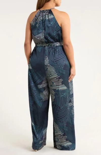 Sugarlips Kirby Geometric Wide Leg Jumpsuit In Blue