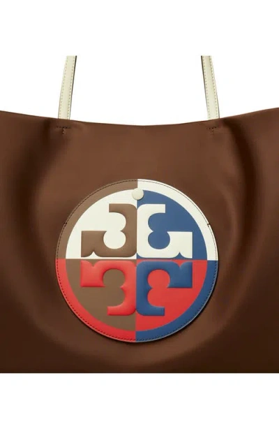 Tory Burch Ella Colorblock Nylon Tote In Brown