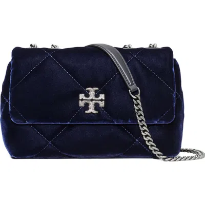 Tory Burch Kira Velvet Quilted Convertible Shoulder Bag In Blue