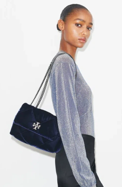 Tory Burch Kira Velvet Quilted Convertible Shoulder Bag In Blue