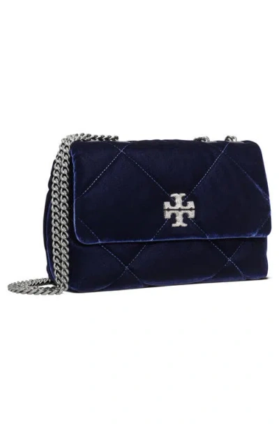 Tory Burch Kira Velvet Quilted Convertible Shoulder Bag In Blue