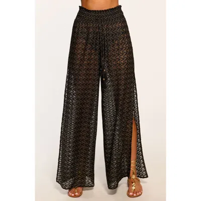 Ramy Brook Gloria High Waist Wide Leg Cover-up Pants In Black