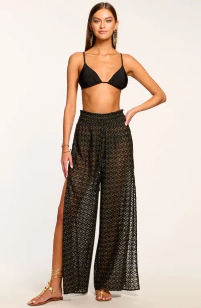 Ramy Brook Gloria High Waist Wide Leg Cover-up Pants In Black