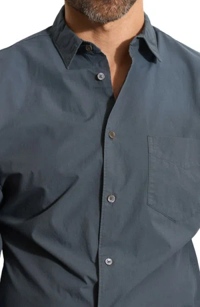 Rowan Everett Cotton Poplin Button-up Shirt In Blue