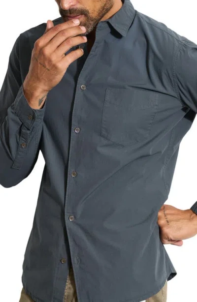 Rowan Everett Cotton Poplin Button-up Shirt In Blue