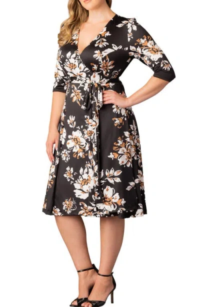 Kiyonna Signature A-line Wrap Dress In Black