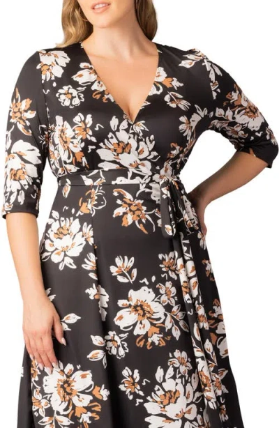 Kiyonna Signature A-line Wrap Dress In Black