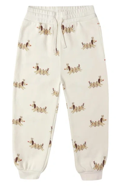 Quincy Mae Christmas Cotton Blend Sweatpants In White