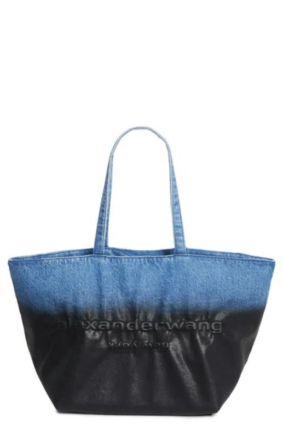 Alexander Wang Punch Dip Coated Denim Tote In Black