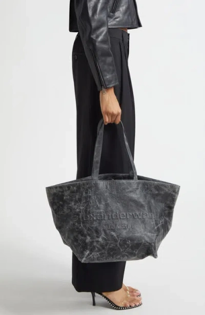 Alexander Wang Punch Dip Coated Denim Tote In Black