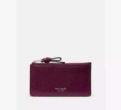 Kate Spade New York Loop Pebbled Leather Card Case In Burgundy