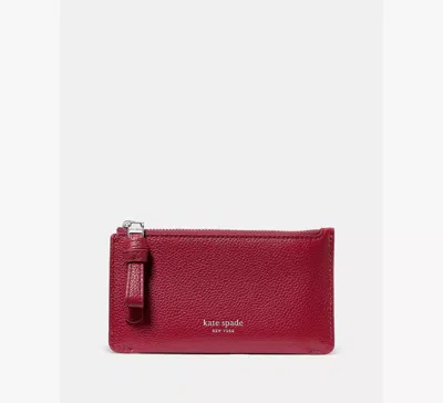 Kate Spade New York Loop Pebbled Leather Card Case In Red