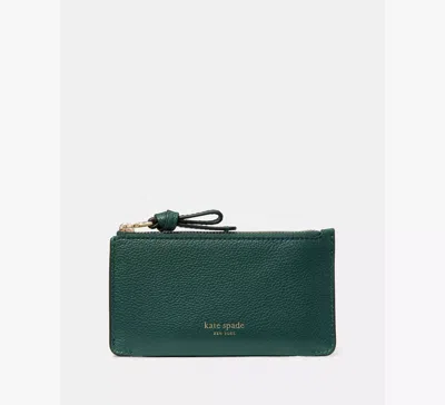 Kate Spade New York Loop Pebbled Leather Card Case In Green