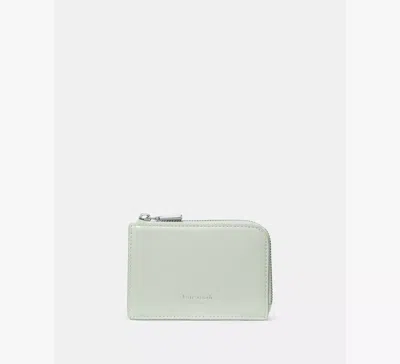 Kate Spade New York Mini Glazed Leather Zip Card Case In Green