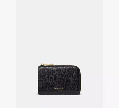 Kate Spade New York Mini Pebble Leather Zip Card Case In Black