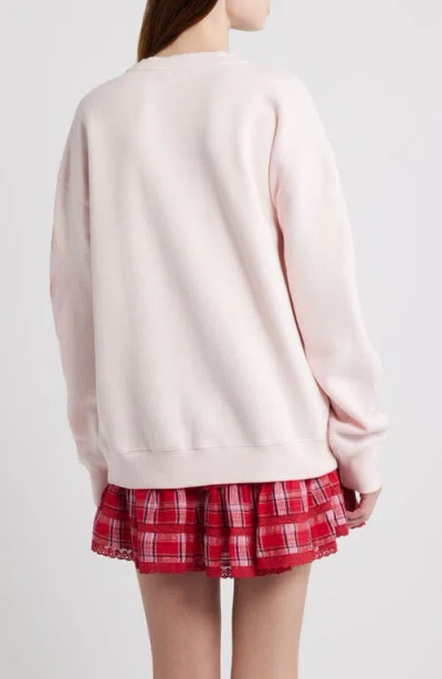 Loveshackfancy Palo Sequin Embellished Cotton Blend Sweatshirt In Pink