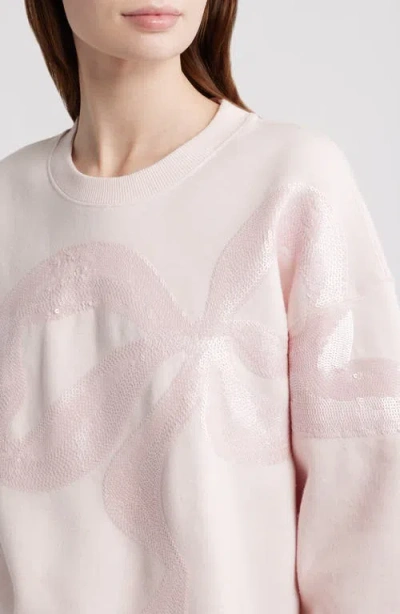 Loveshackfancy Palo Sequin Embellished Cotton Blend Sweatshirt In Pink