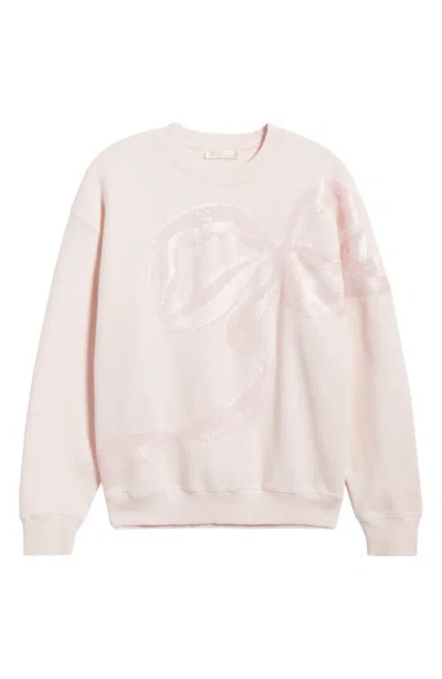 Loveshackfancy Palo Sequin Embellished Cotton Blend Sweatshirt In Pink