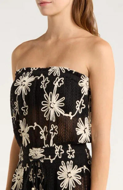 Ramy Brook Lauryn Floral Print Strapless Cover-up Dress In Black
