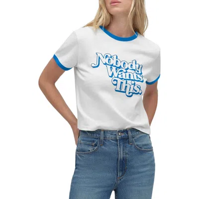 Favorite Daughter Contrast Binding Organic Cotton Graphic T-shirt In White