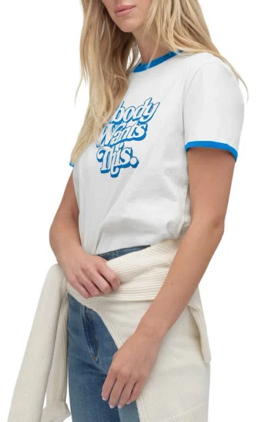 Favorite Daughter Contrast Binding Organic Cotton Graphic T-shirt In White