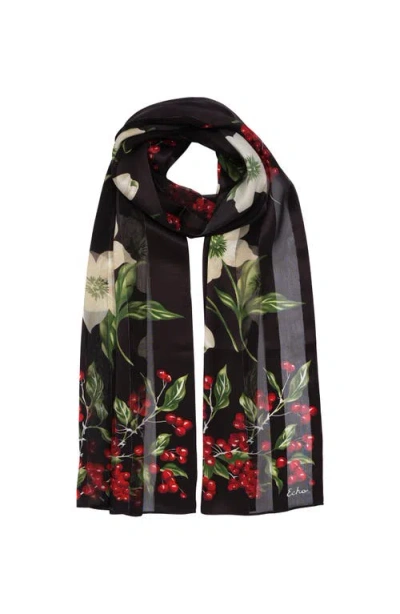 Echo Amaryllis Silk Scarf In Burgundy