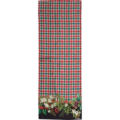 Echo Holly Garland Plaid Silk Scarf In Red