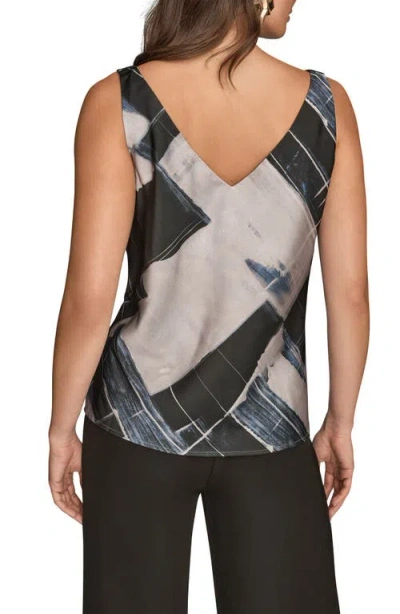 Donna Karan New York Mixed Print Twist Shoulder Tank In Multi