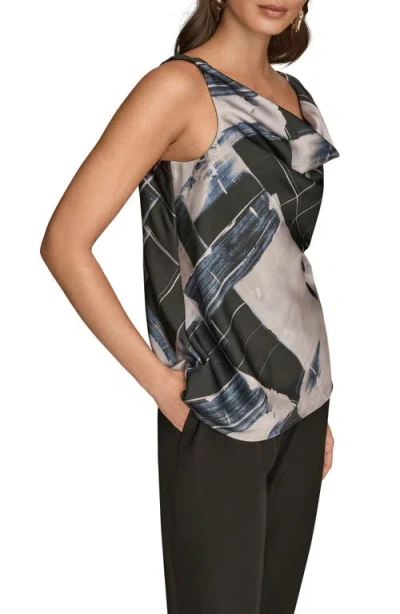 Donna Karan New York Mixed Print Twist Shoulder Tank In Multi