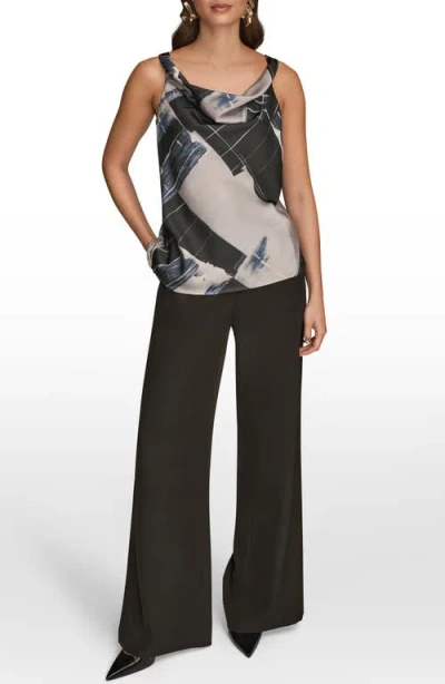 Donna Karan New York Mixed Print Twist Shoulder Tank In Multi