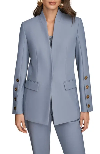 Donna Karan New York Button Sleeve Blazer In Gray