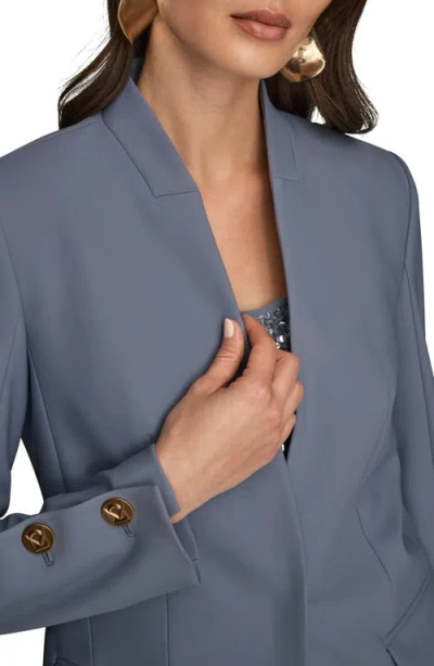 Donna Karan New York Button Sleeve Blazer In Gray