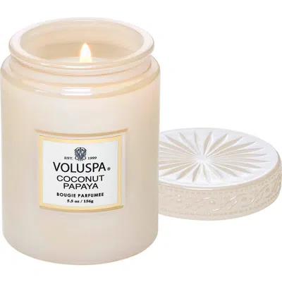 Voluspa Coconut Papaya Small Jar Candle In White