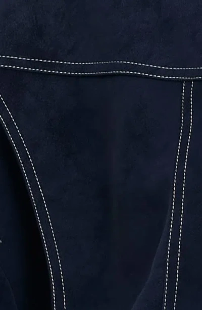 Lioness Vista Faux Suede Bomber Jacket In Blue