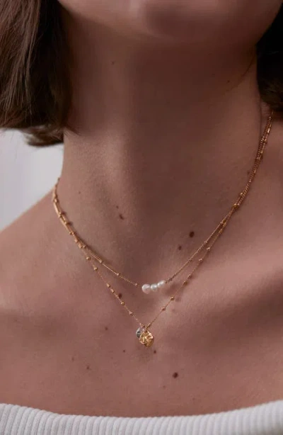 Estella Bartlett Beaded Chain & Molton Pebbles Necklace In Gold