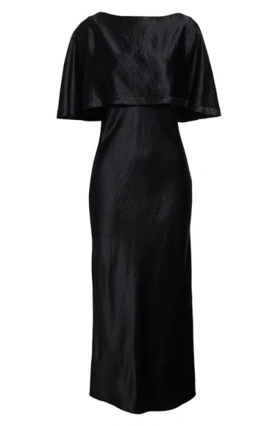 Jason Wu Collection Cape Overlay Washed Twill Gown In Black