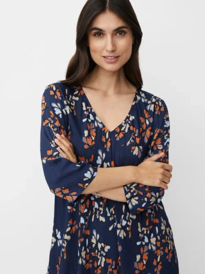 Masai Copenhagen Manorelle V-neck 3/4 Sleeve Midi Dress In Blue