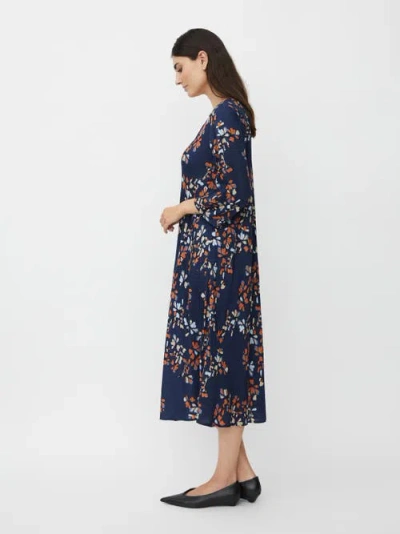 Masai Copenhagen Manorelle V-neck 3/4 Sleeve Midi Dress In Blue
