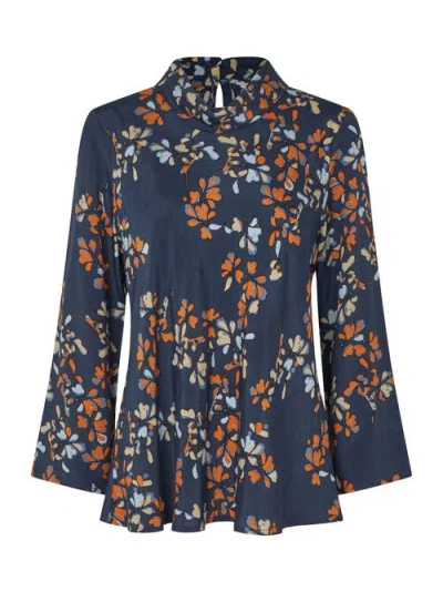 Masai Copenhagen Madalmora High Neck Long Sleeve Top In Blue
