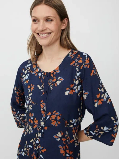 Masai Copenhagen Manymari Round Neck 3/4 Sleeve Dress In Blue