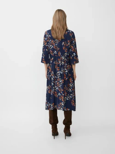 Masai Copenhagen Manymari Round Neck 3/4 Sleeve Dress In Blue