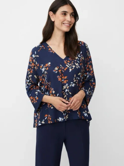 Masai Copenhagen Mabenika 3/4 Sleeve V-neck Blouse In Blue