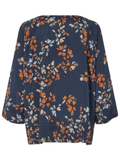 Masai Copenhagen Mabenika 3/4 Sleeve V-neck Blouse In Blue