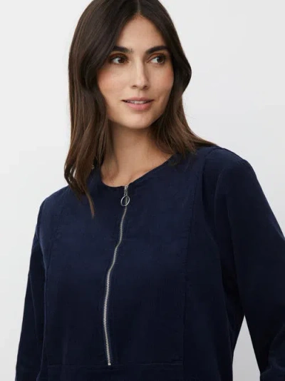 Masai Copenhagen Long Sleeve Crew Neck Zip Midi Dress In Blue