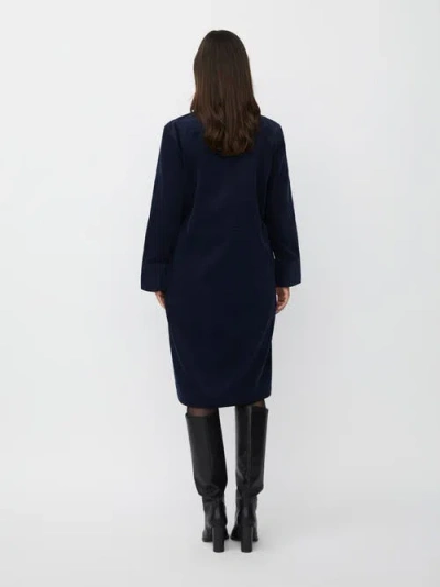 Masai Copenhagen Long Sleeve Crew Neck Zip Midi Dress In Blue
