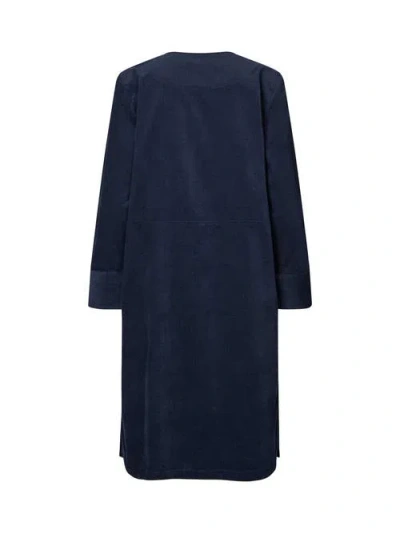 Masai Copenhagen Long Sleeve Crew Neck Zip Midi Dress In Blue
